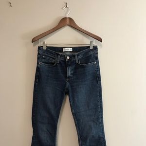 Mango Dark Wash Denim Jeans 6, Cropped frayed hem